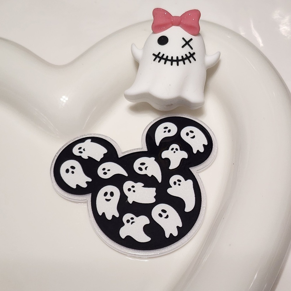 Ghost Mouse Flatback Focal Bead Keychain Jewelry Making Crafts Badge Silicone